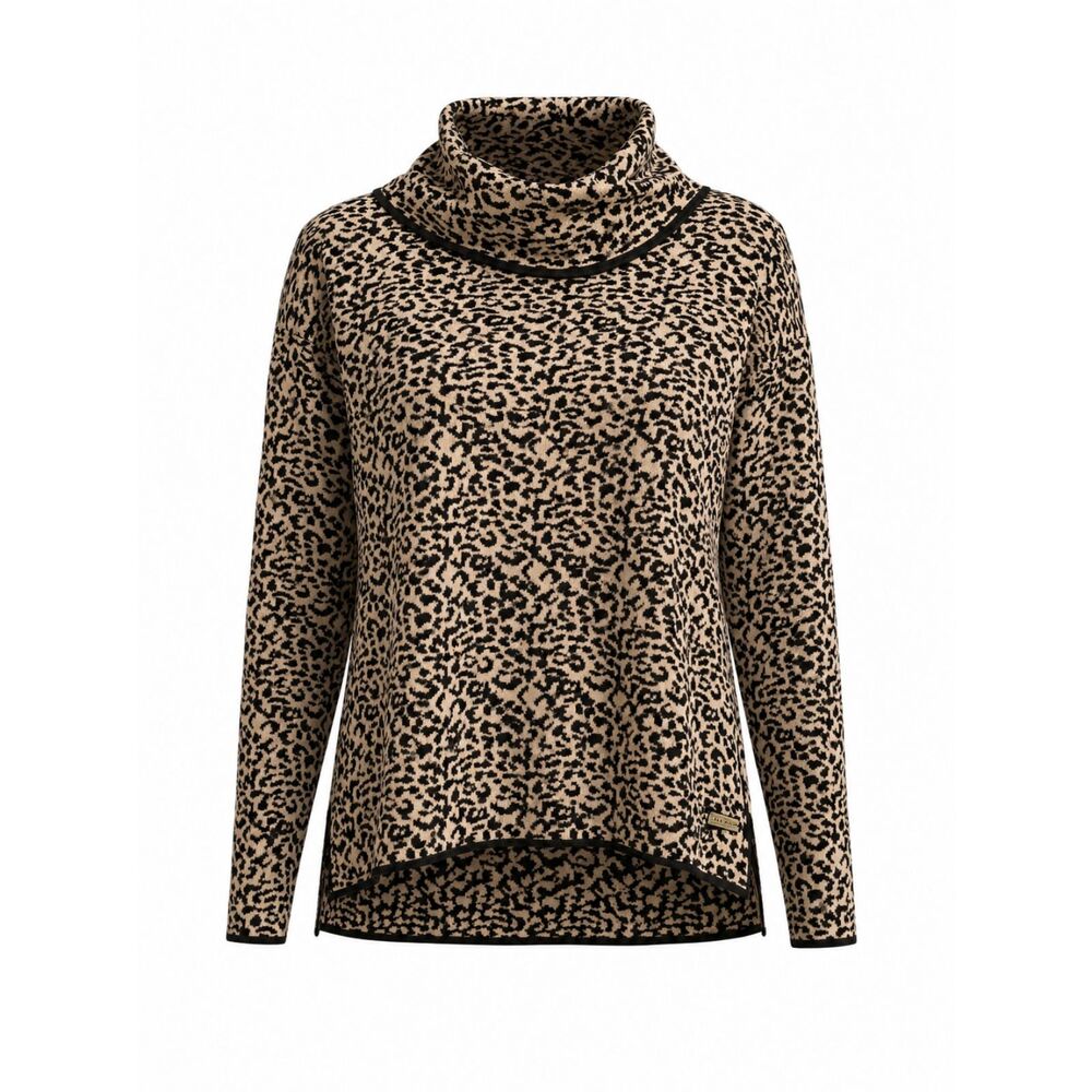 Calvin Klein Leopard Print Sweater Cowl Neck Tunic Medium Animal Print